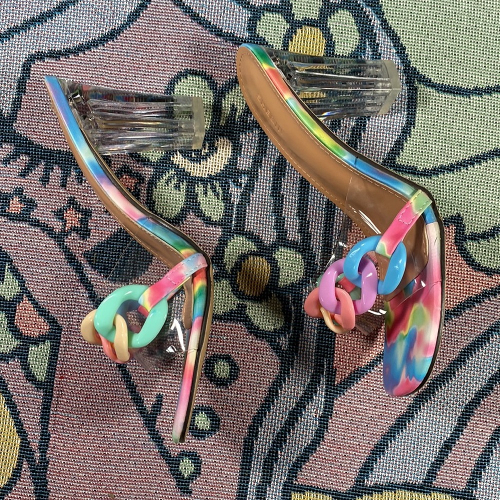 Pastel Chain Link Clear Kitten Heels - Picture 6 of 12
